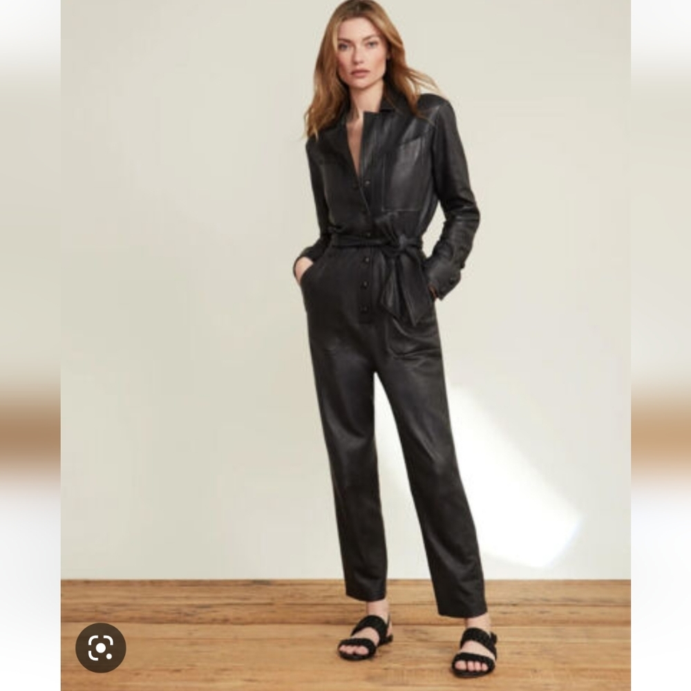 Veronica Beard Leather Jumpsuit